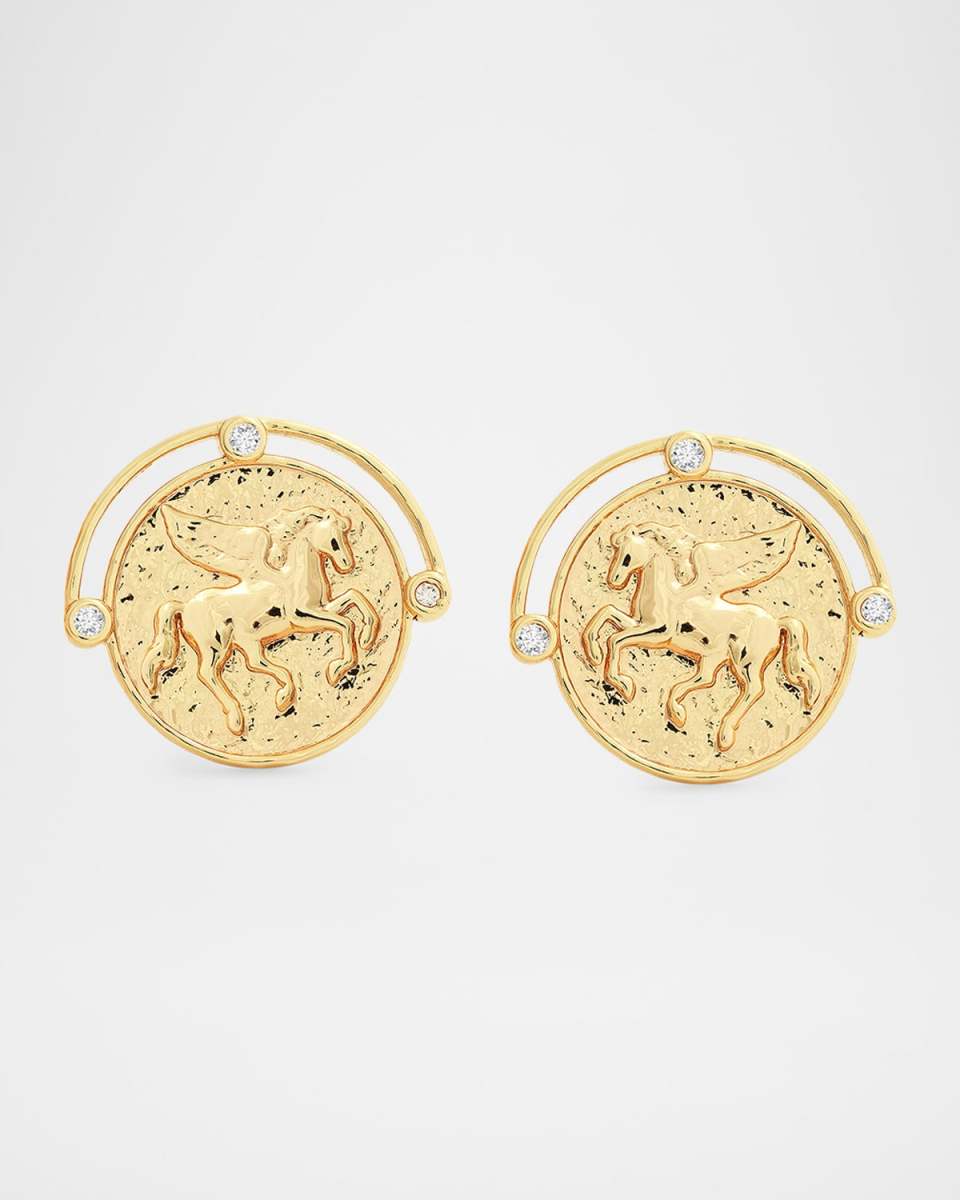 Pegasus Coin Stud Earrings